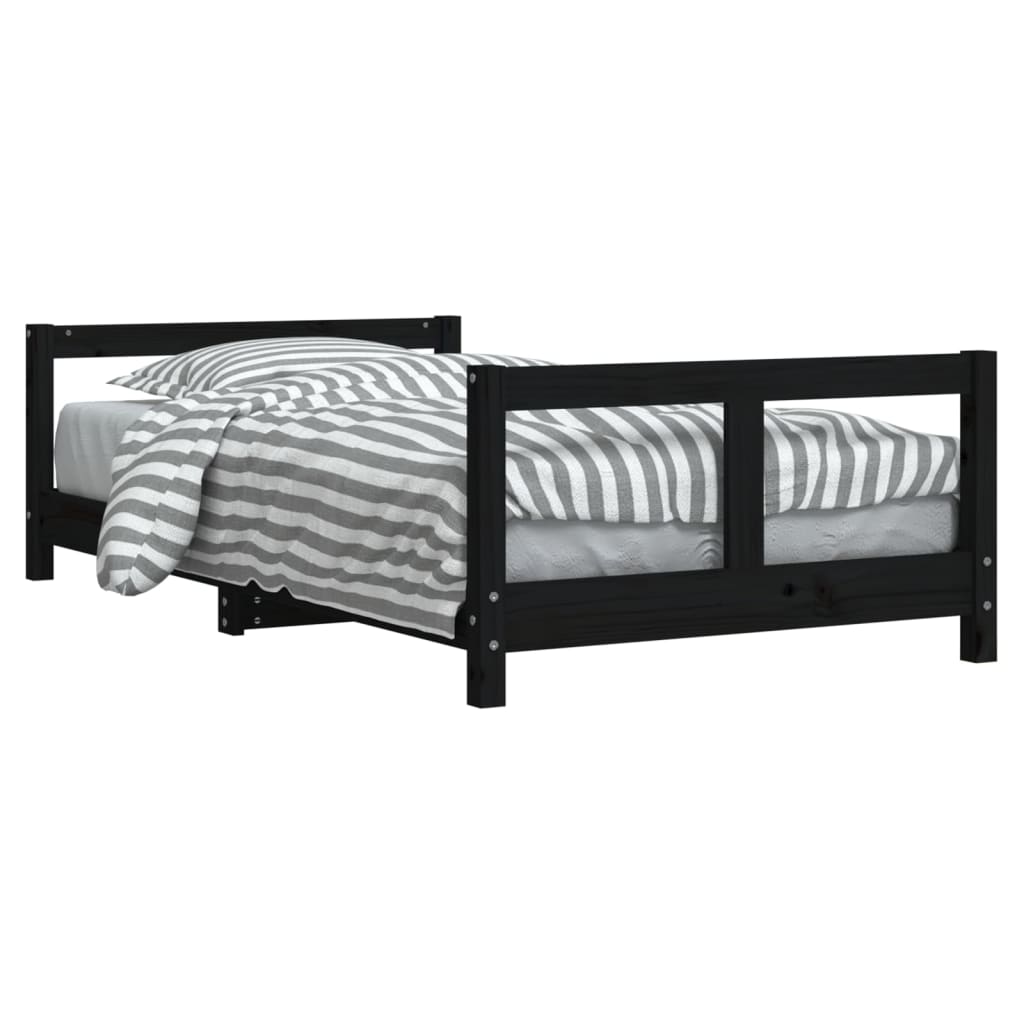 Cadre de lit pour enfant noir 80x160 cm bois de pin massif Lits bébés et enfants vidaXL