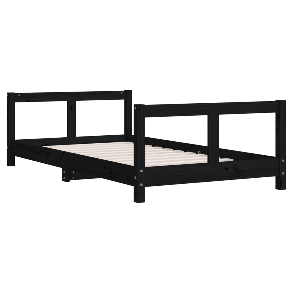 Cadre de lit pour enfant noir 80x160 cm bois de pin massif Lits bébés et enfants vidaXL