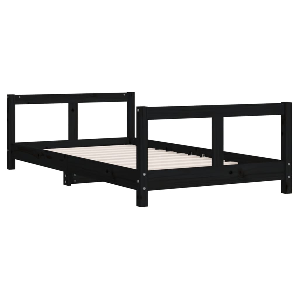 Cadre de lit pour enfant noir 80x160 cm bois de pin massif Lits bébés et enfants vidaXL