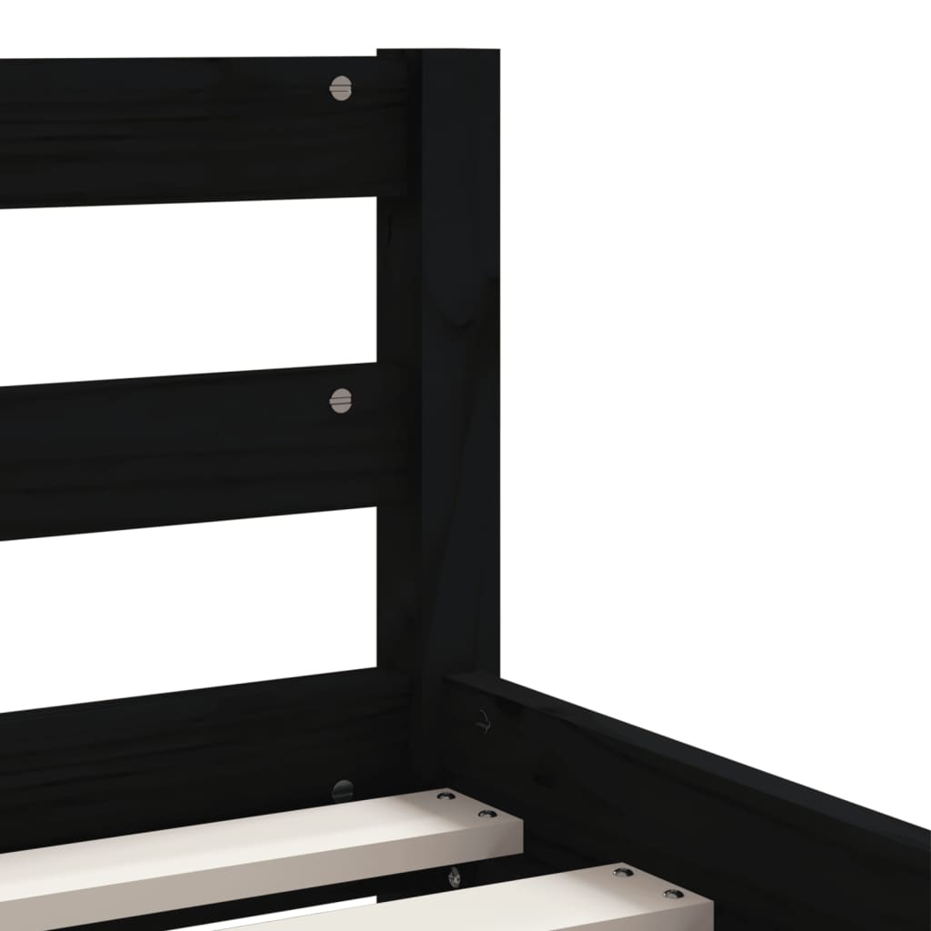 Cadre de lit enfant tiroirs noir 80x200 cm bois de pin massif - XIOS