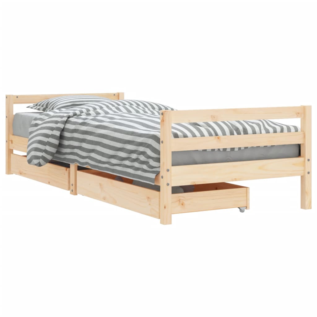 Cadre de lit enfant avec tiroirs 90x200 cm bois de pin massif - XIOS