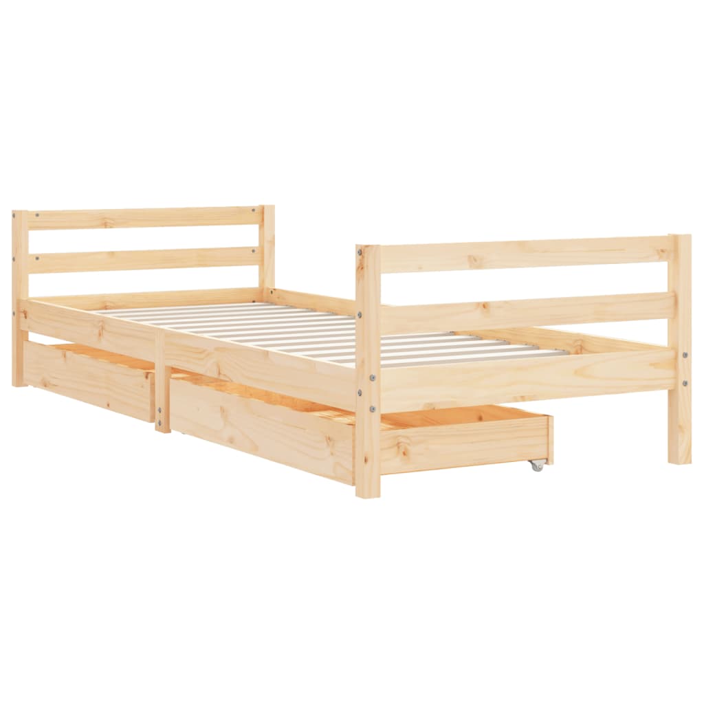 Cadre de lit enfant avec tiroirs 90x200 cm bois de pin massif - XIOS