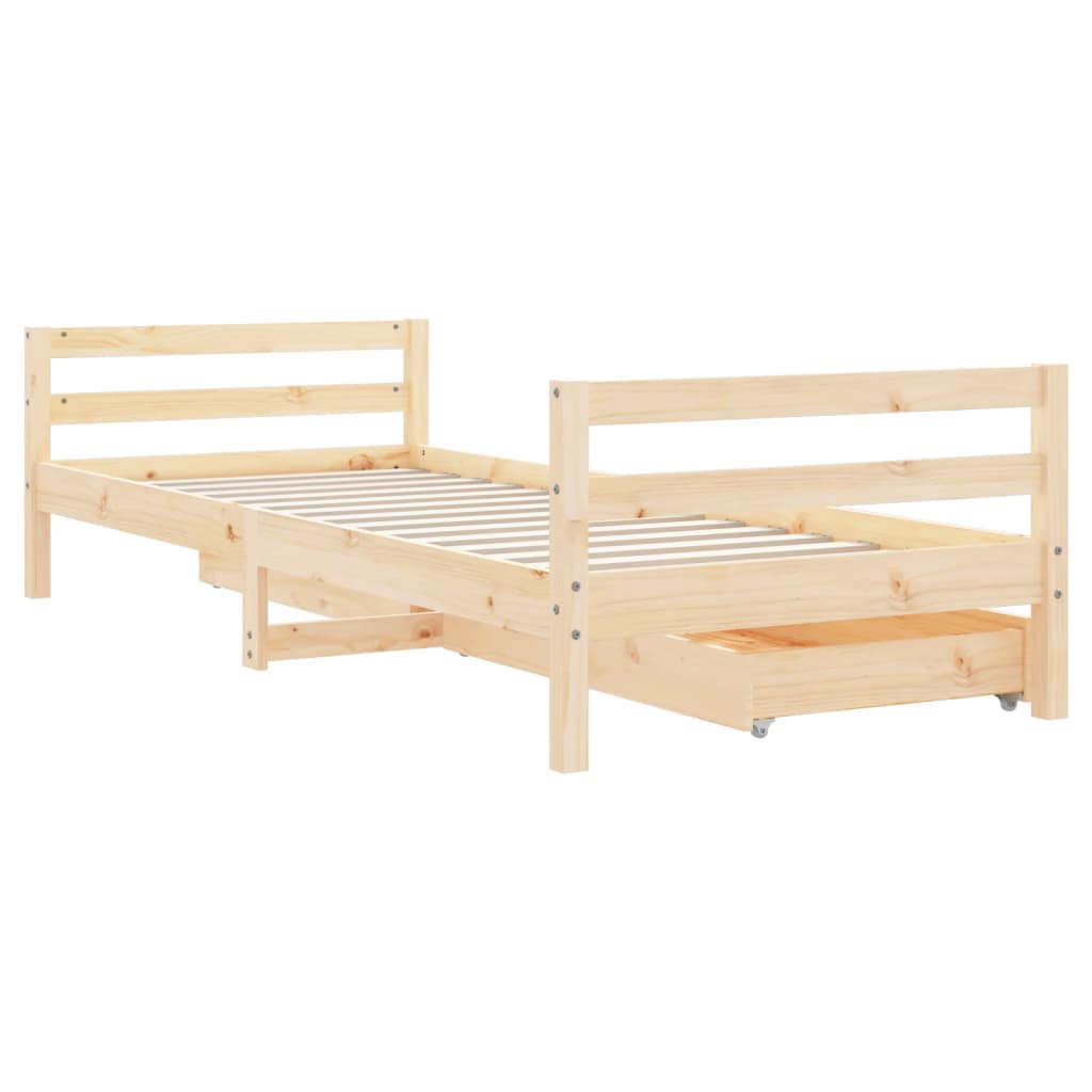 Cadre de lit enfant avec tiroirs 90x200 cm bois de pin massif - XIOS