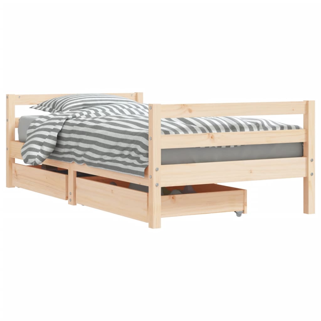 Cadre de lit pour enfant et tiroirs 80x160cm bois de pin massif Lits bébés et enfants vidaXL   
