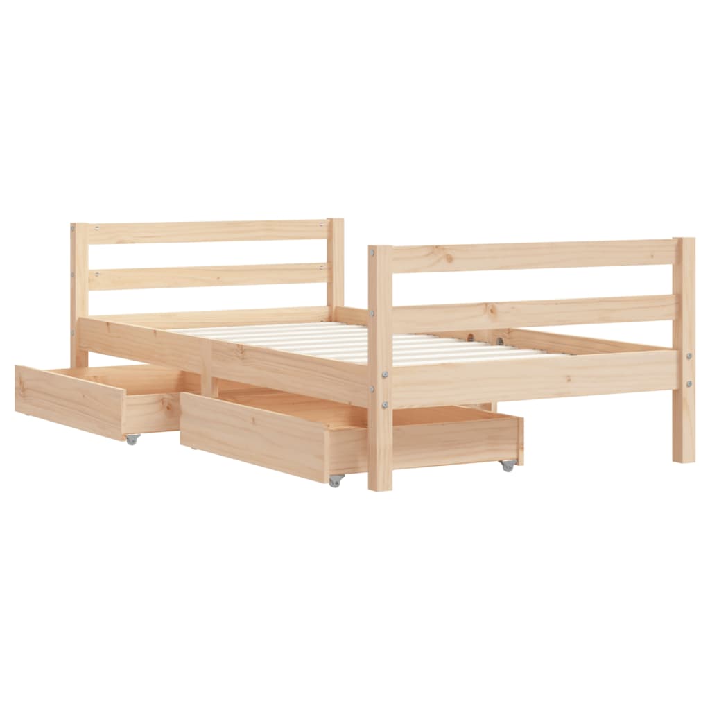 Cadre de lit pour enfant et tiroirs 80x160cm bois de pin massif