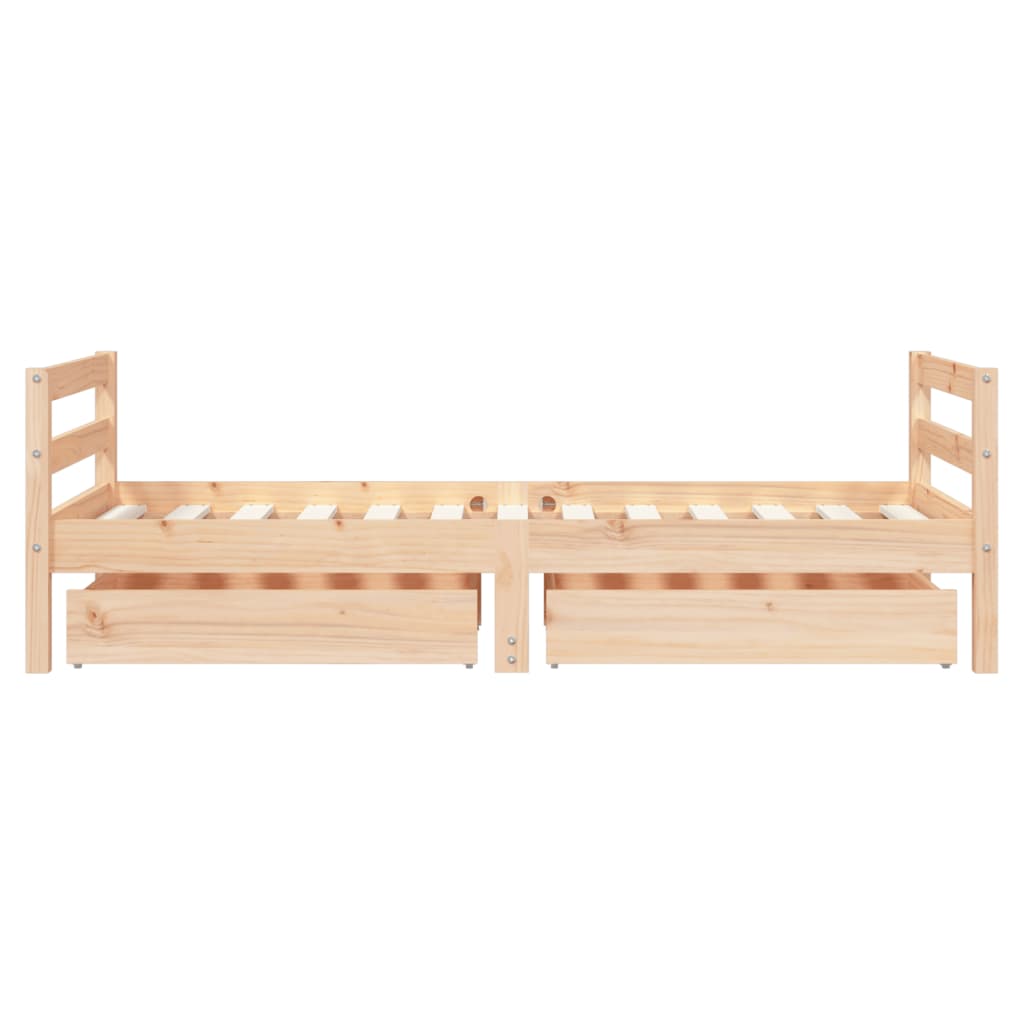 Cadre de lit pour enfant et tiroirs 80x160cm bois de pin massif