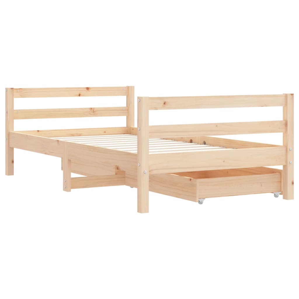 Cadre de lit pour enfant et tiroirs 80x160cm bois de pin massif
