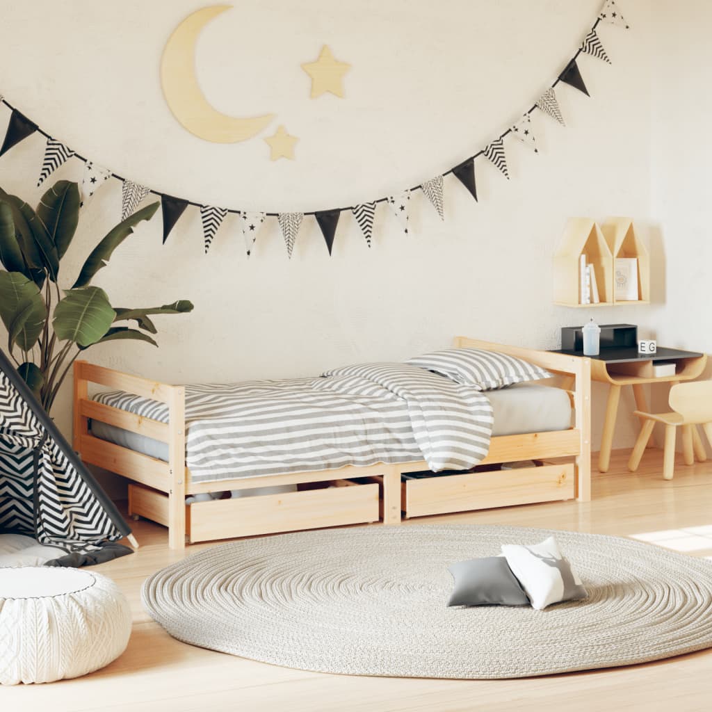 Cadre de lit pour enfant et tiroirs 80x160cm bois de pin massif Lits bébés et enfants vidaXL   