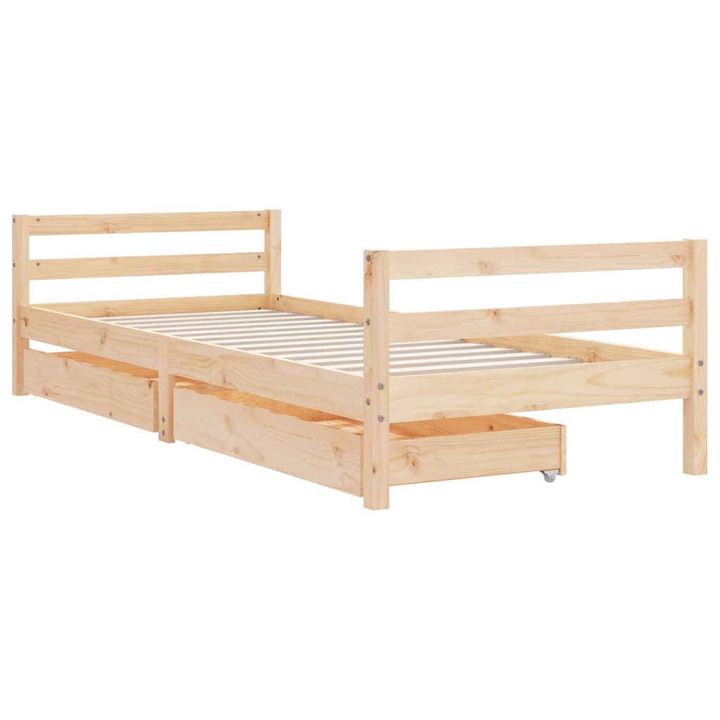 Cadre de lit d'enfants et tiroirs 90x190 cm bois de pin massif - XIOS