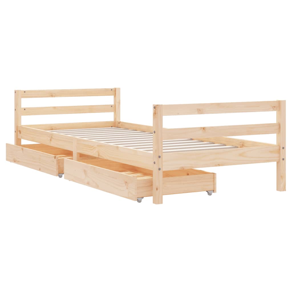 Cadre de lit d'enfants et tiroirs 90x190 cm bois de pin massif - XIOS
