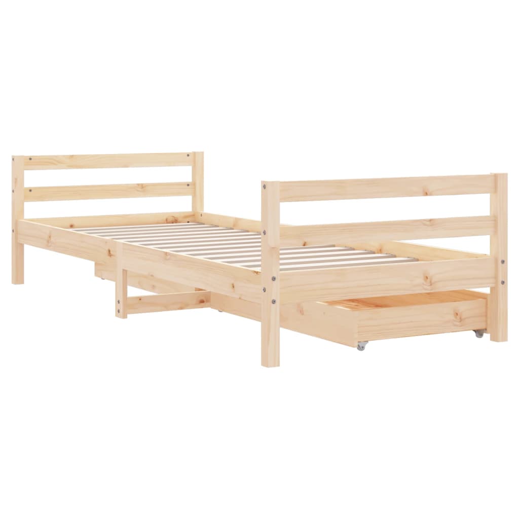 Cadre de lit d'enfants et tiroirs 90x190 cm bois de pin massif - XIOS