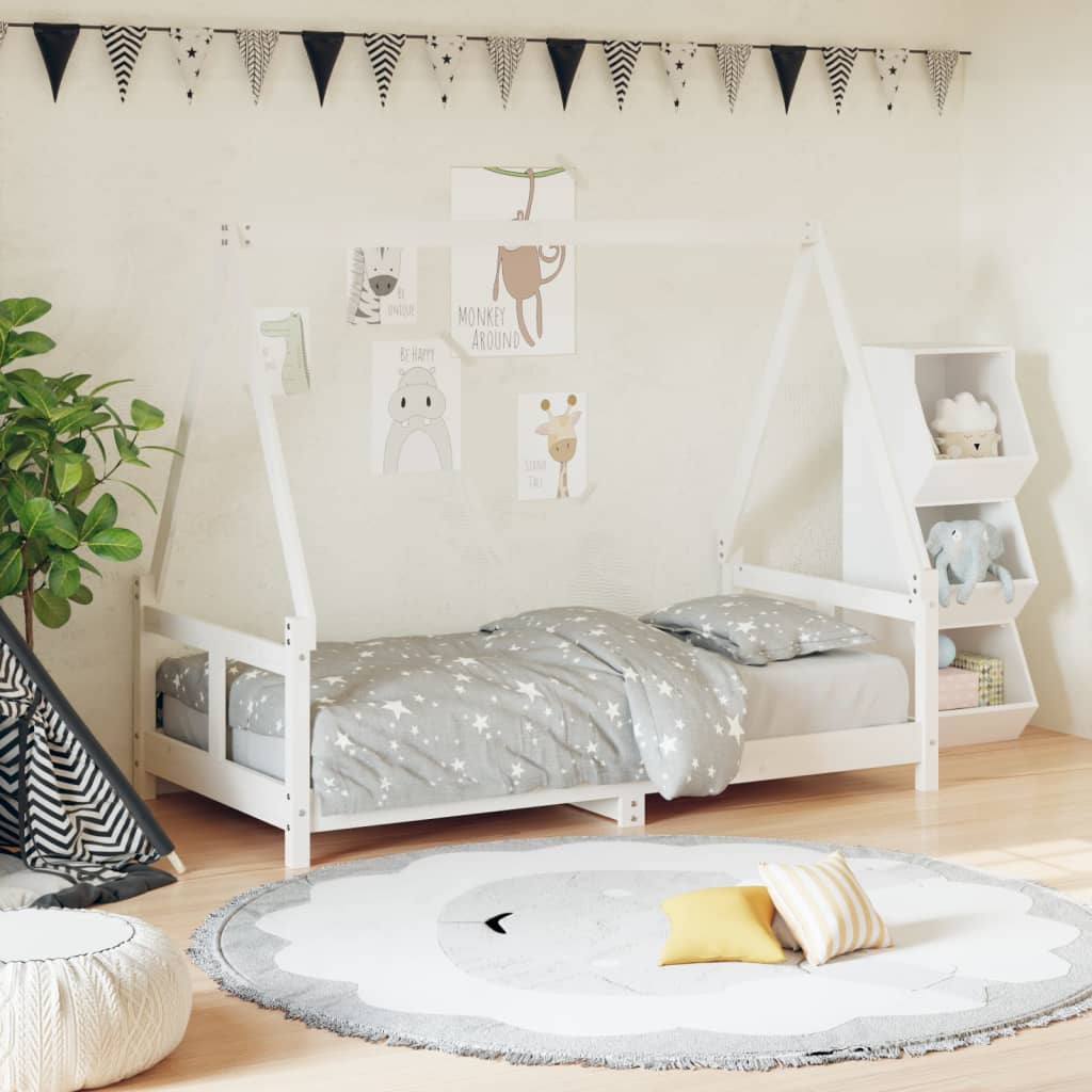 Cadre de lit pour enfant blanc 80x160 cm bois de pin massif - XIOS