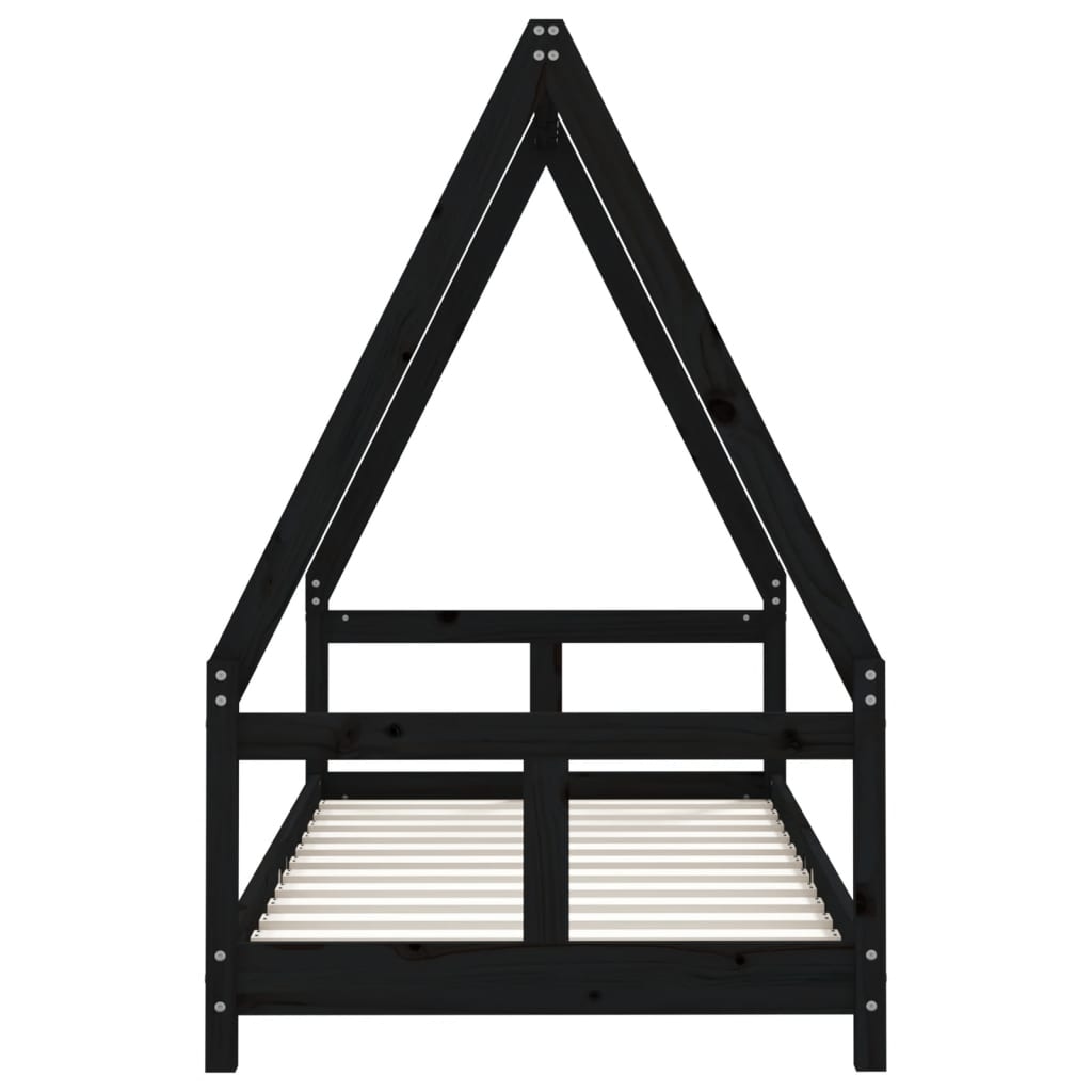 Cadre de lit pour enfant noir 80x160 cm bois de pin massif - XIOS