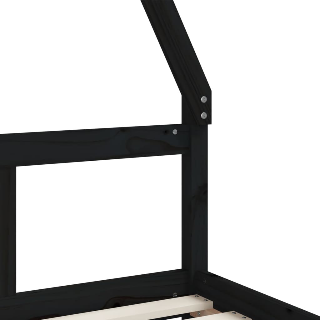 Cadre de lit pour enfant noir 80x160 cm bois de pin massif - XIOS