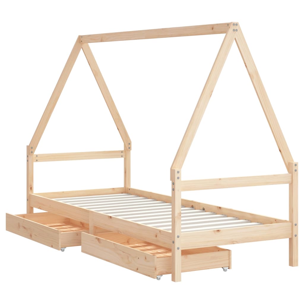 Cadre de lit pour enfants gris 80x200 cm bois de pin massif - XIOS