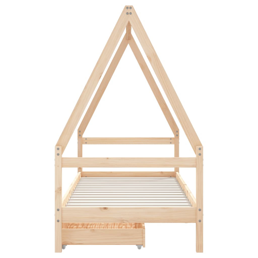 Cadre de lit pour enfants gris 80x200 cm bois de pin massif - XIOS