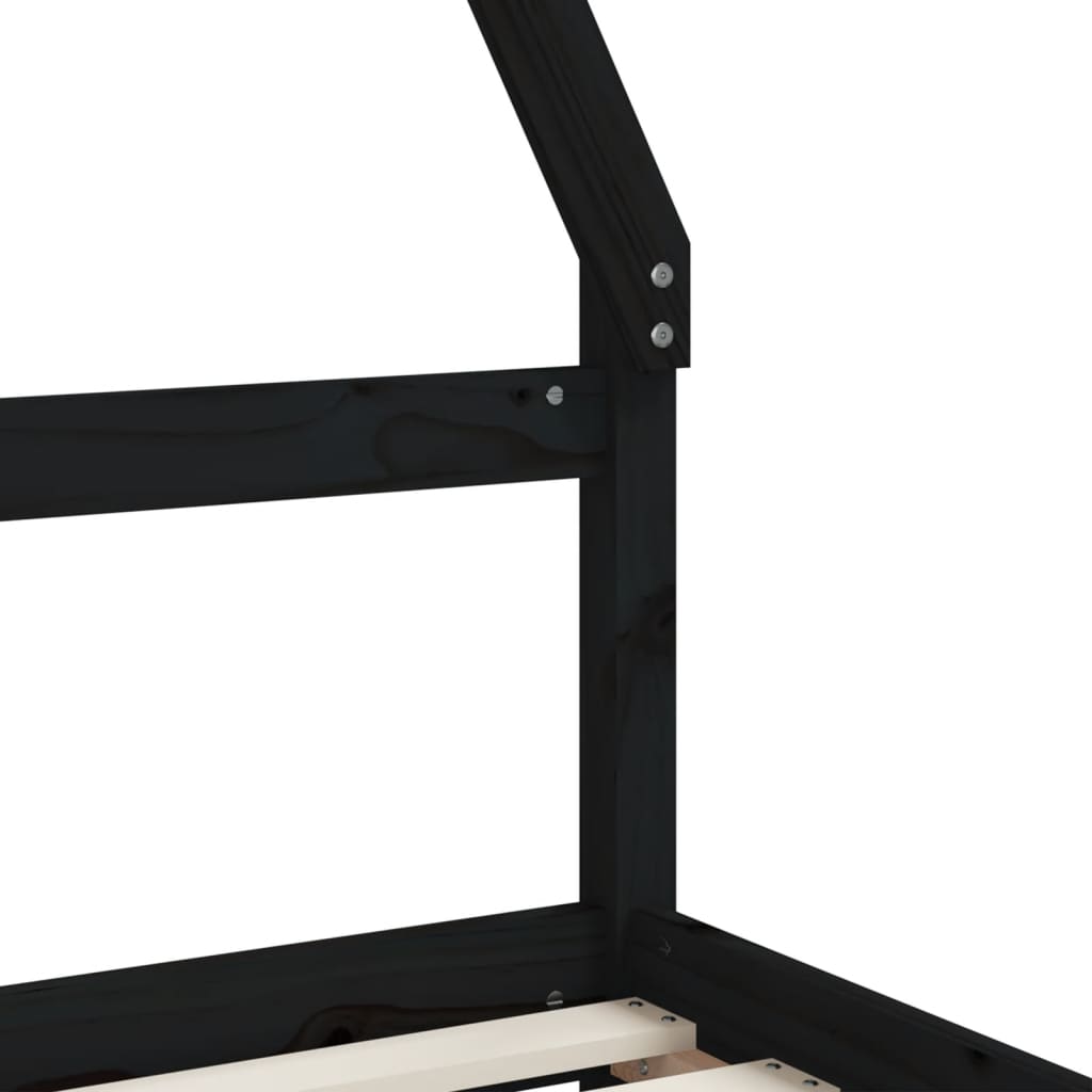 Cadre de lit enfant tiroirs noir 80x200 cm bois de pin massif - XIOS