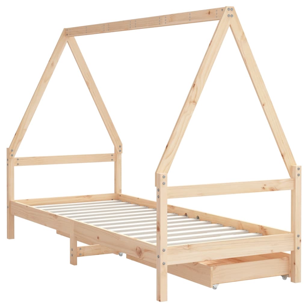 Cadre de lit enfant avec tiroirs 90x200 cm bois de pin massif - XIOS