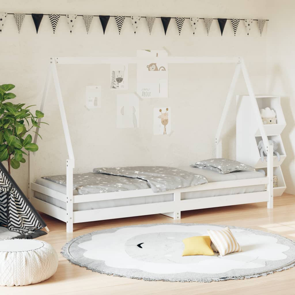 Cadre de lit pour enfants blanc 80x200 cm bois de pin massif - XIOS