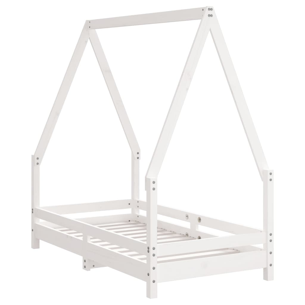 Cadre de lit pour enfant blanc 70x140 cm bois de pin massif - XIOS