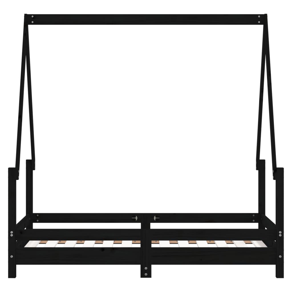 Cadre de lit pour enfant noir 70x140 cm bois de pin massif - XIOS