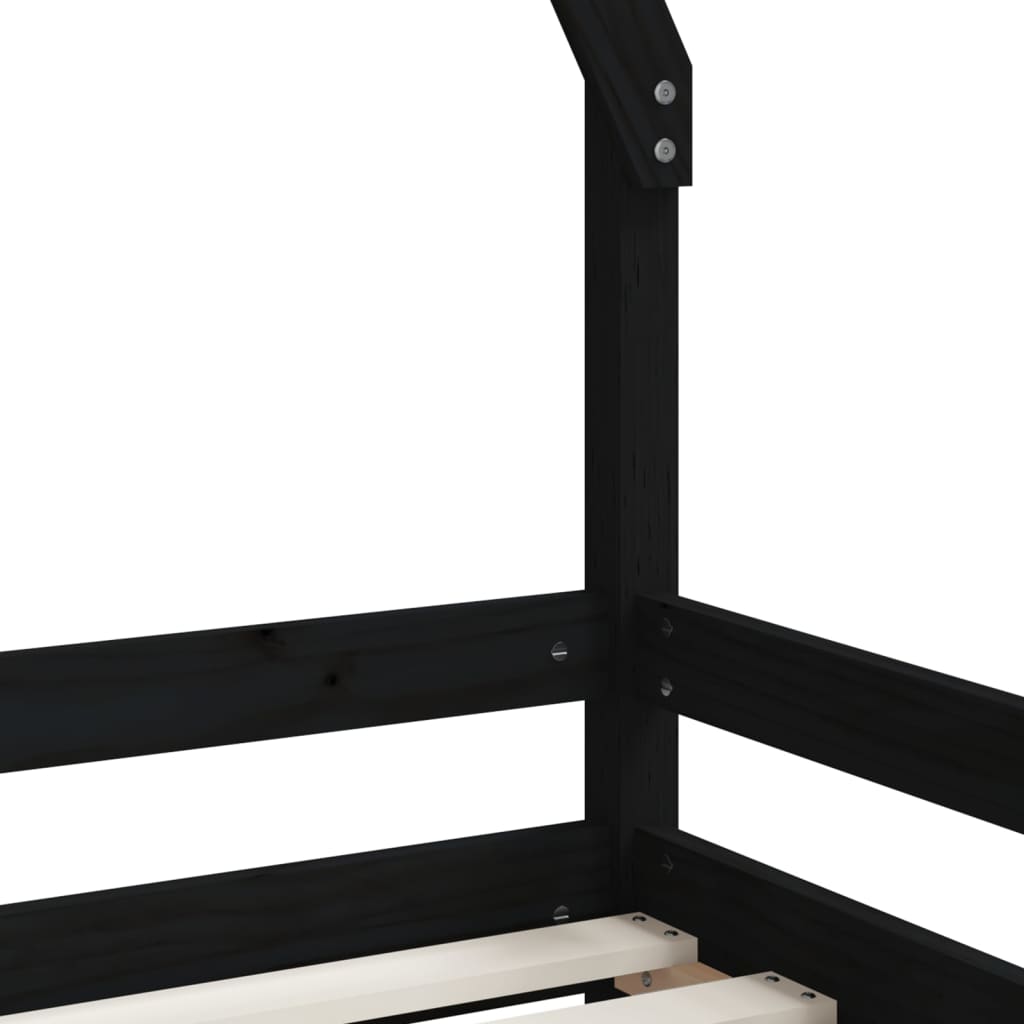 Cadre de lit pour enfant noir 70x140 cm bois de pin massif - XIOS