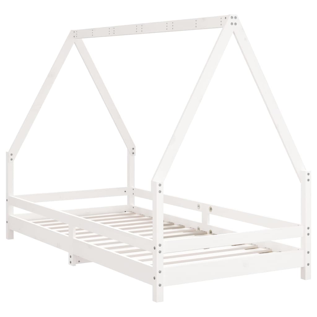 Cadre de lit pour enfants blanc 90x190 cm bois de pin massif - XIOS