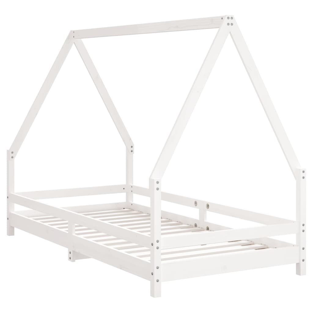 Cadre de lit pour enfants blanc 90x190 cm bois de pin massif - XIOS
