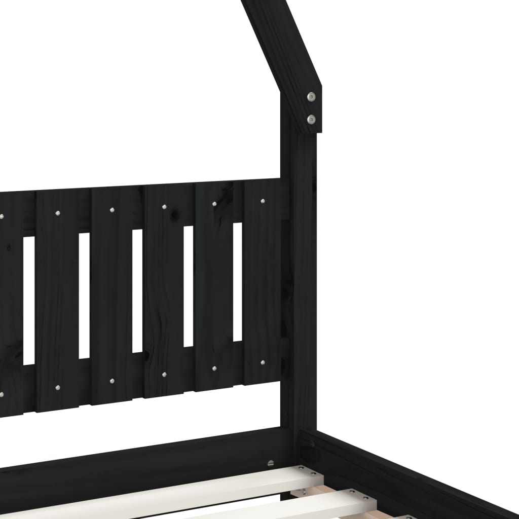 Cadre de lit pour enfants noir 80x200 cm bois de pin massif - XIOS