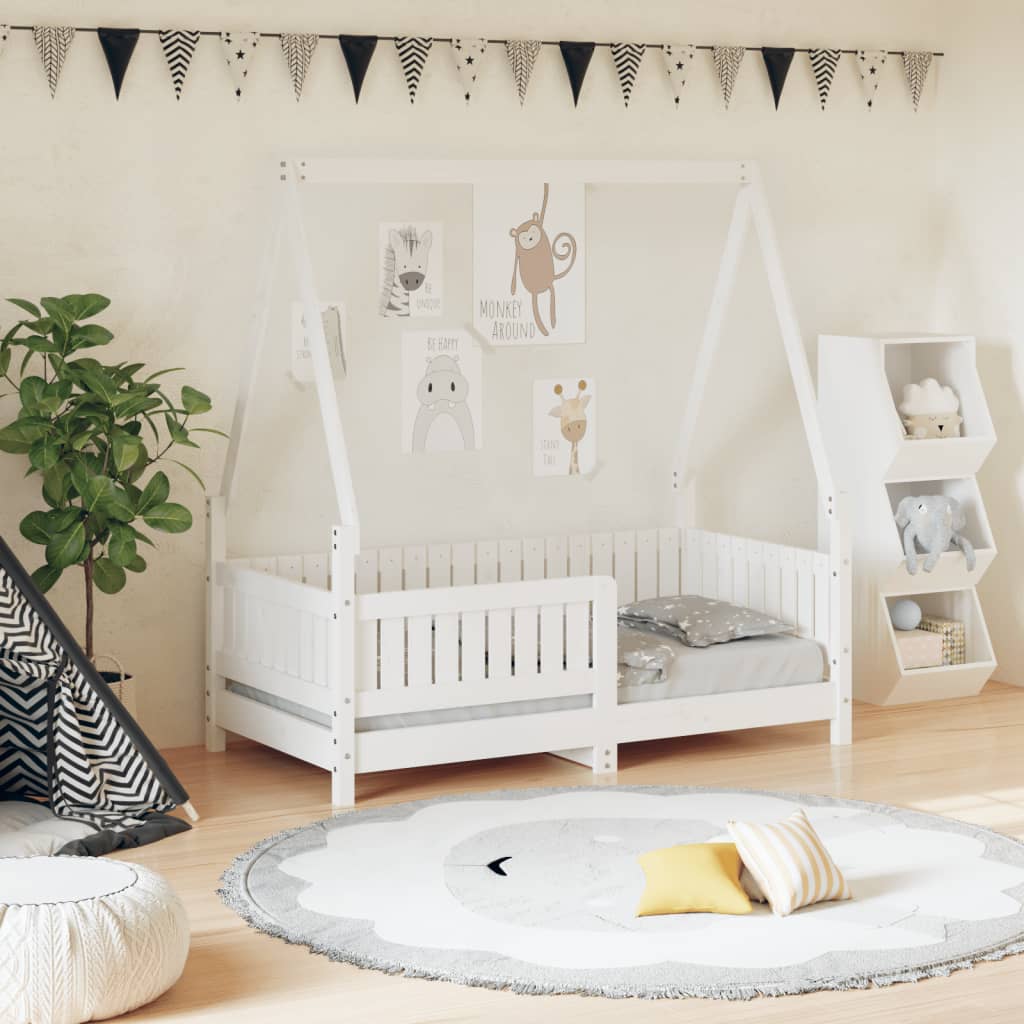 Cadre de lit pour enfant blanc 70x140 cm bois de pin massif - XIOS