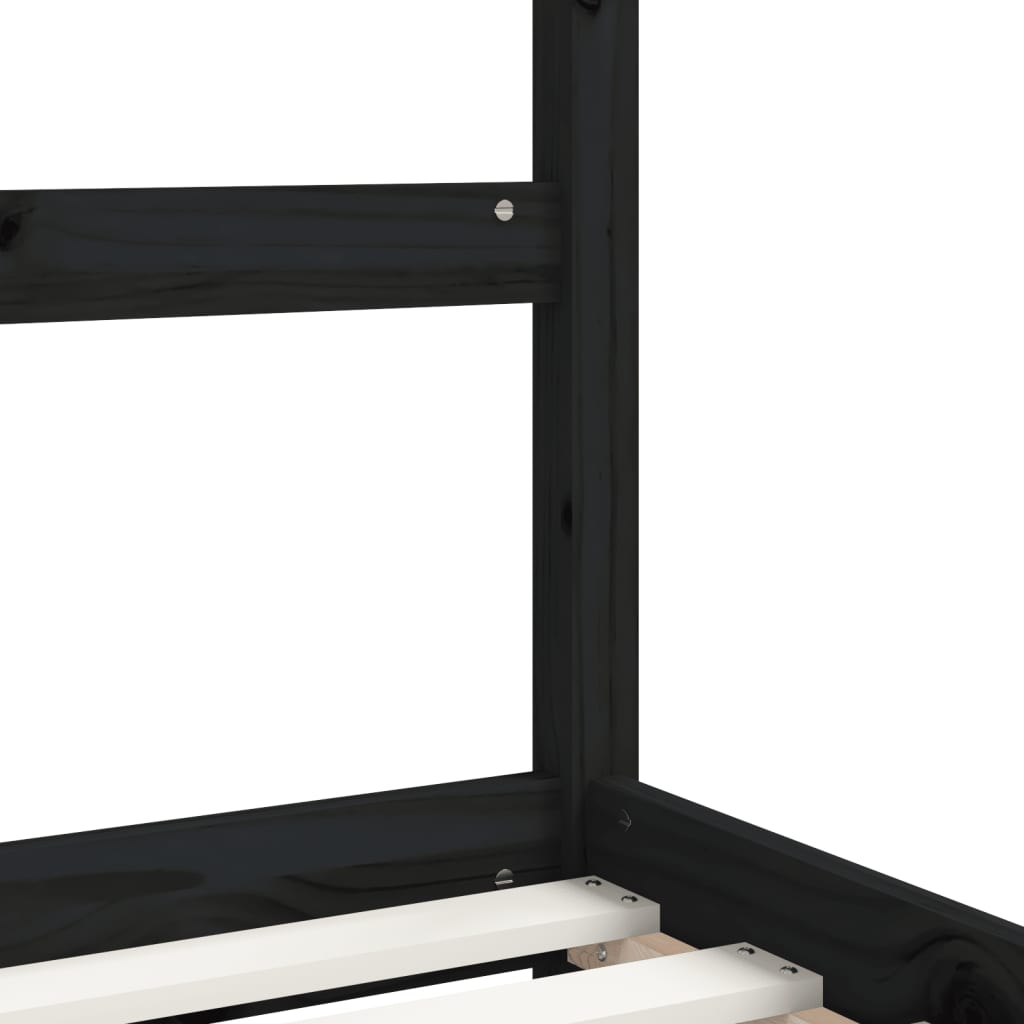 Cadre de lit pour enfants noir 90x190 cm bois de pin massif - XIOS