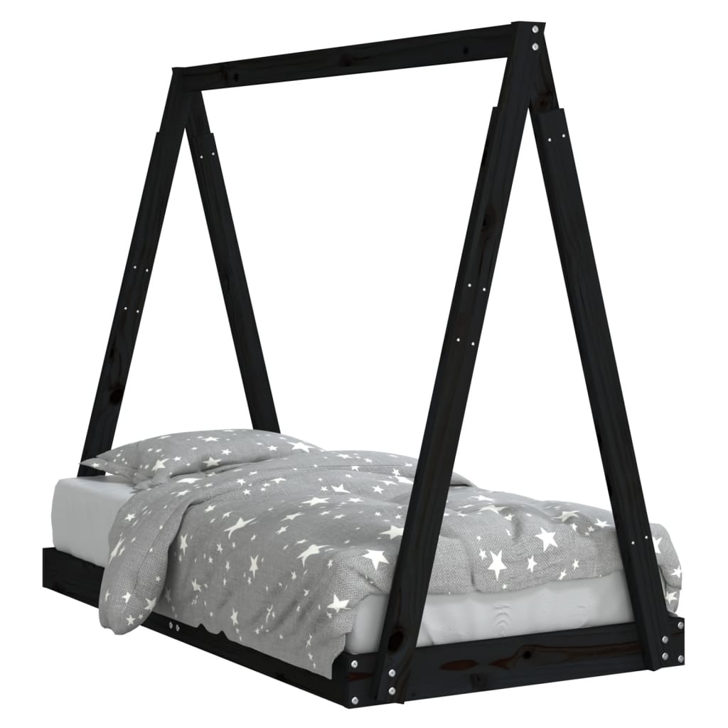 Cadre de lit pour enfant noir 70x140 cm bois de pin massif Lits bébés et enfants vidaXL