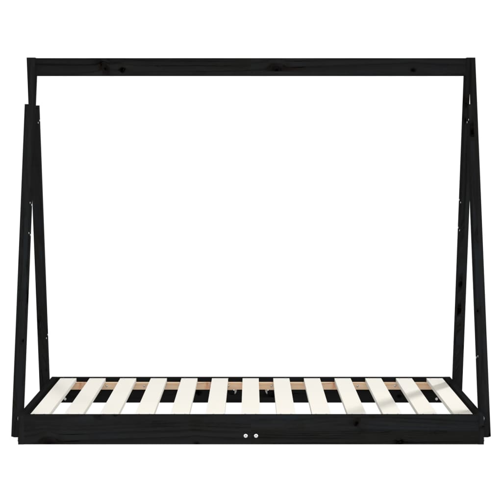 Cadre de lit pour enfant noir 70x140 cm bois de pin massif Lits bébés et enfants vidaXL