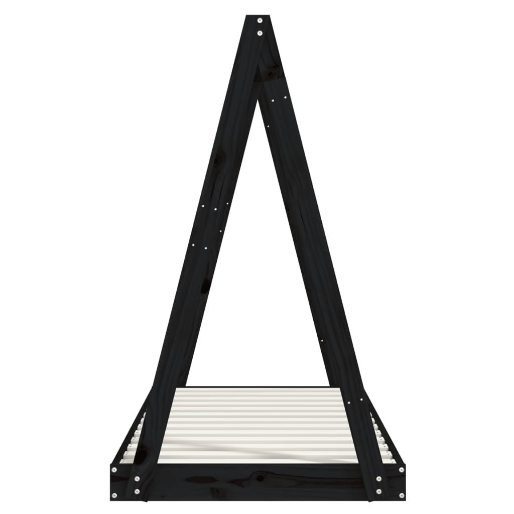 Cadre de lit pour enfant noir 70x140 cm bois de pin massif Lits bébés et enfants vidaXL