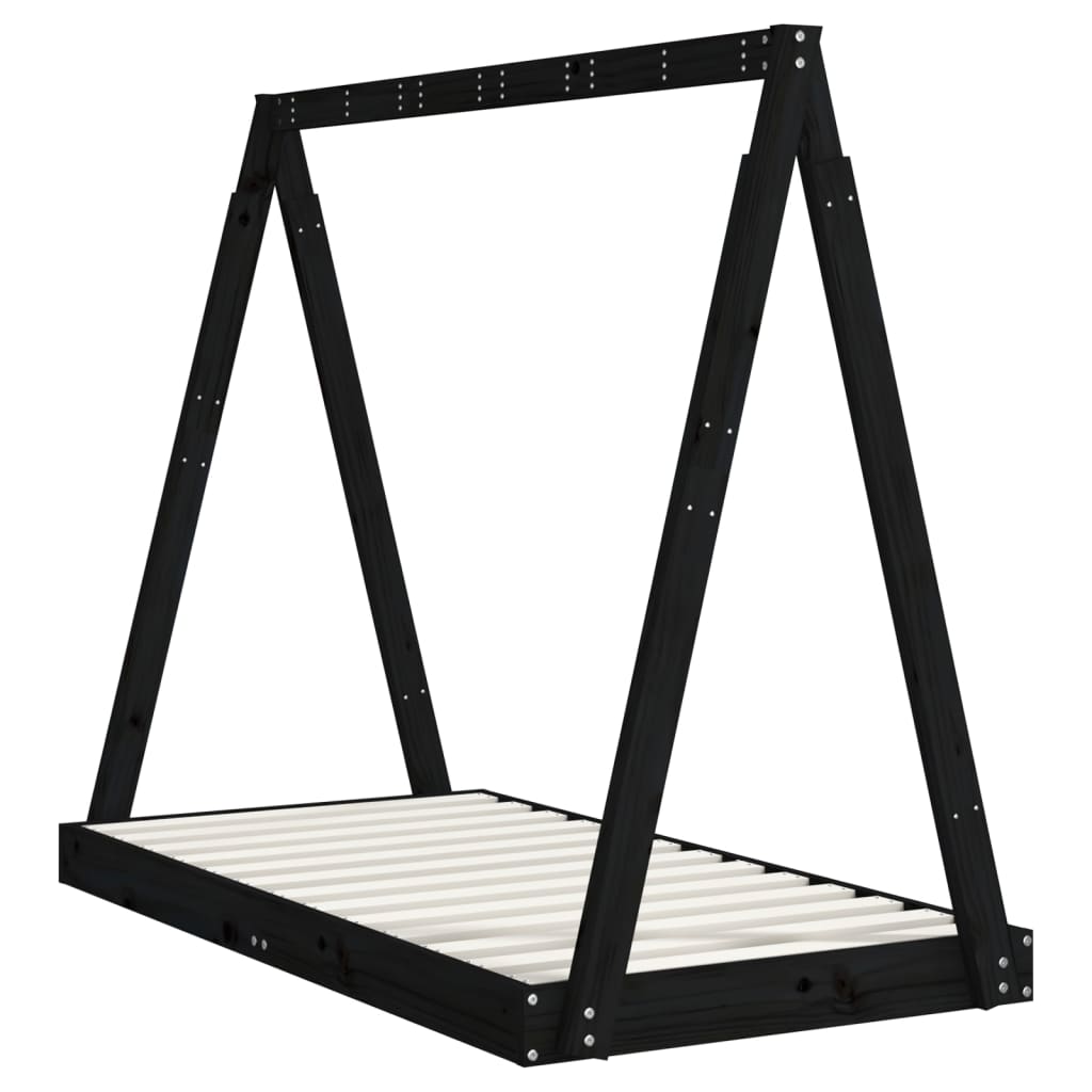 Cadre de lit pour enfant noir 70x140 cm bois de pin massif Lits bébés et enfants vidaXL