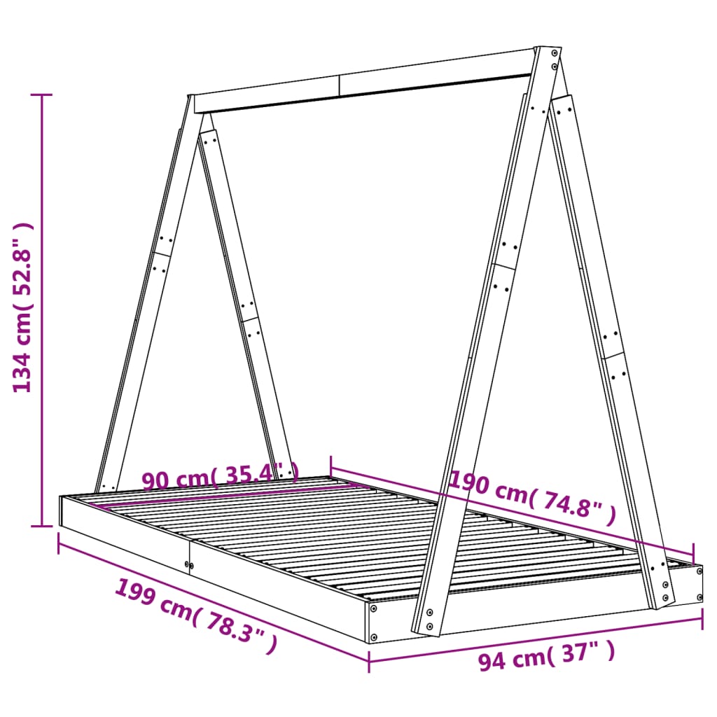 Cadre de lit pour enfant 90x190 cm Bois de pin massif - XIOS