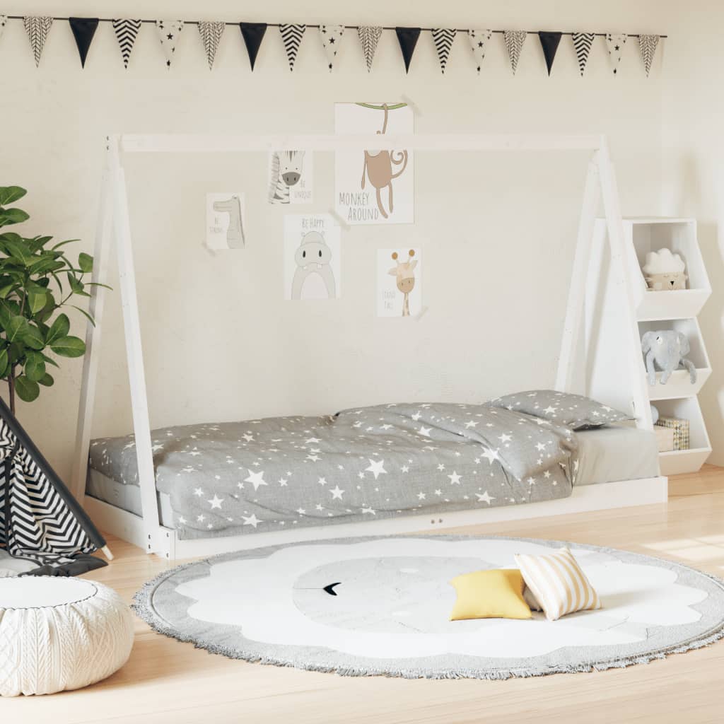 Cadre de lit pour enfants blanc 80x200 cm bois de pin massif - XIOS