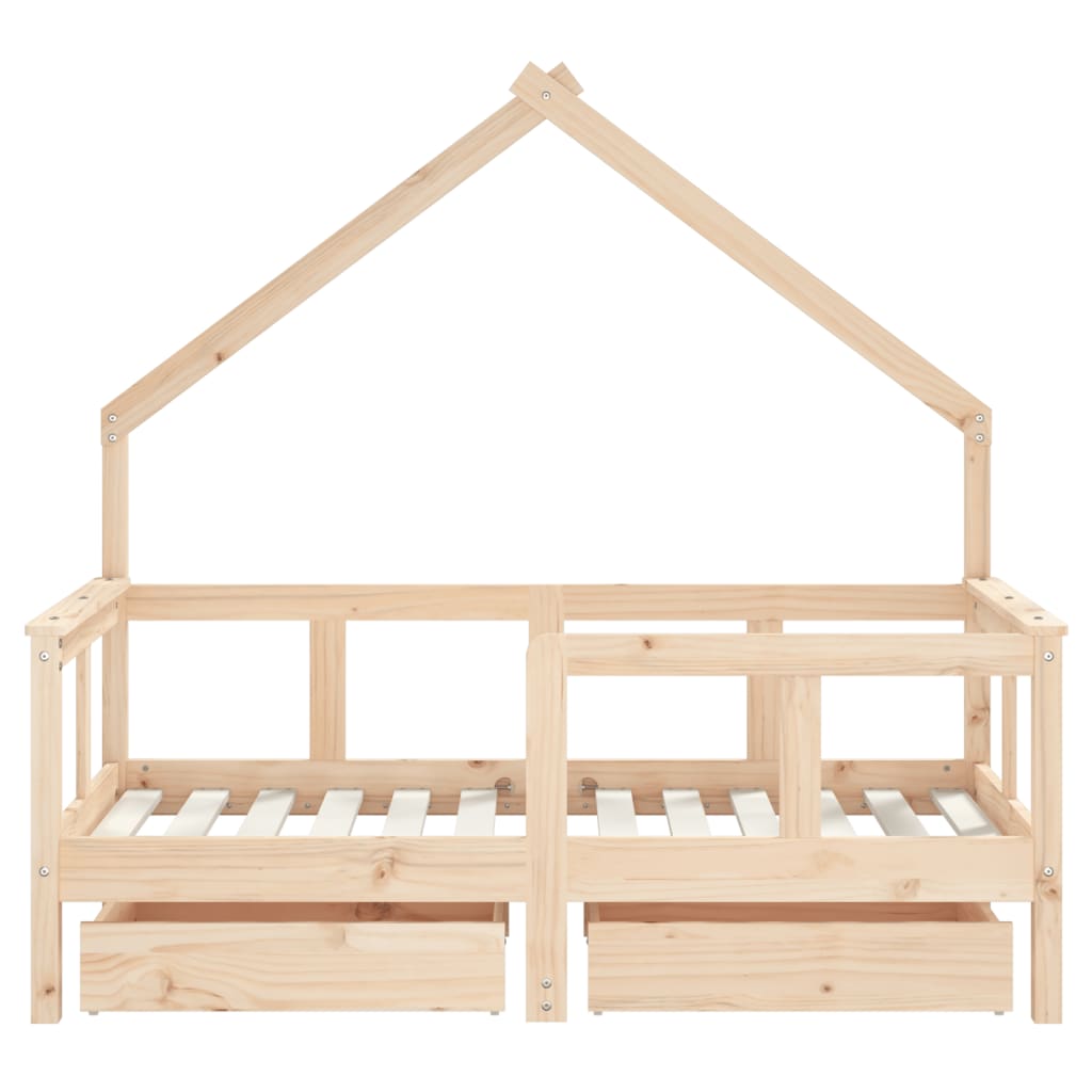 Cadre de lit enfant avec tiroirs 70x140 cm bois de pin massif - XIOS