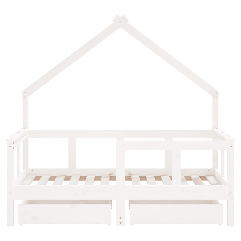Cadre de lit enfant tiroirs blanc 70x140 cm bois de pin massif - XIOS