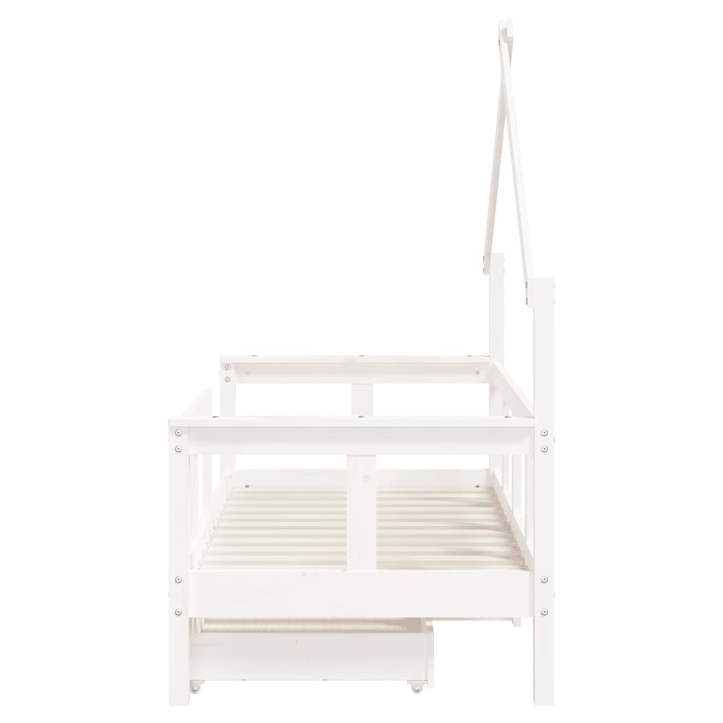 Cadre de lit enfant tiroirs blanc 70x140 cm bois de pin massif - XIOS