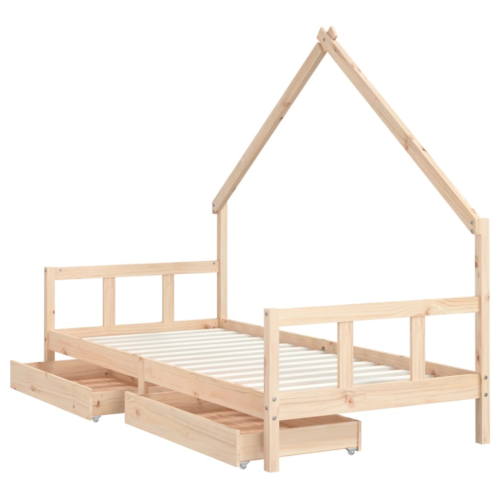 Cadre de lit enfant avec tiroirs 90x200 cm bois de pin massif - XIOS