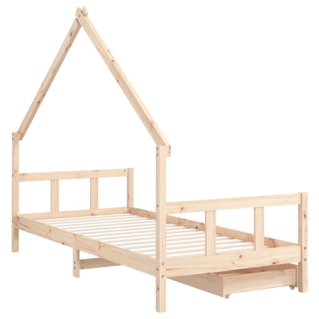 Cadre de lit enfant avec tiroirs 90x200 cm bois de pin massif - XIOS