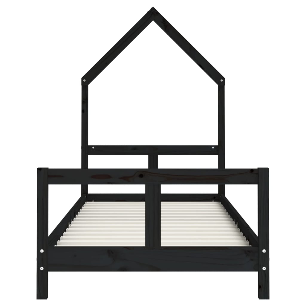 Cadre de lit pour enfants noir 80x200 cm bois de pin massif Lits bébés et enfants vidaXL