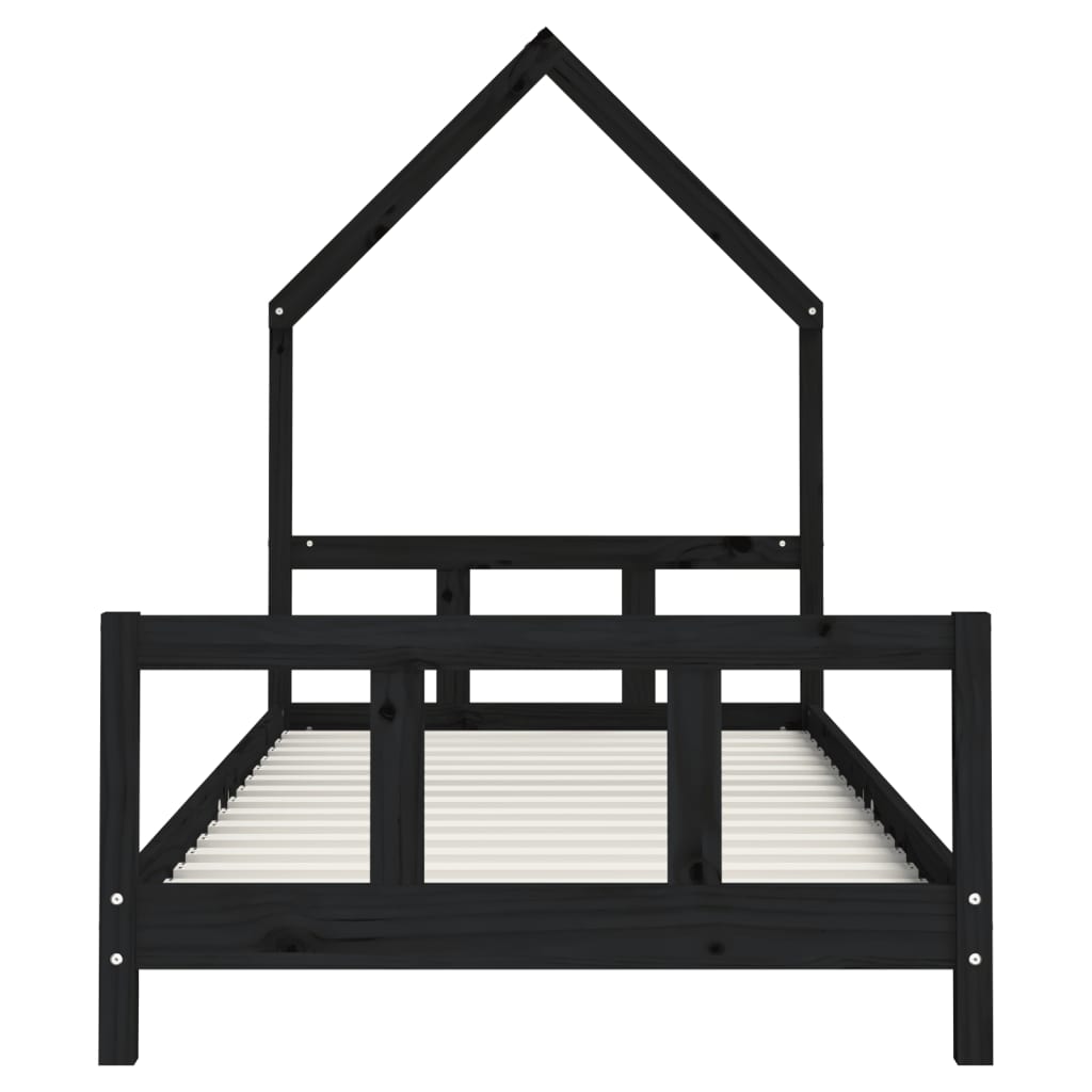 Cadre de lit pour enfants noir 90x200 cm bois de pin massif - XIOS
