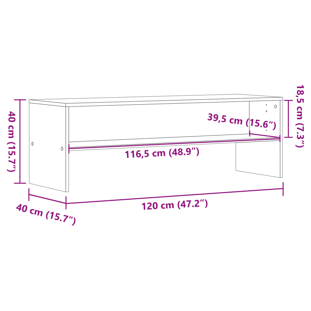 Meuble TV chêne marron 120x40x40 cm bois d'ingénierie - XIOS