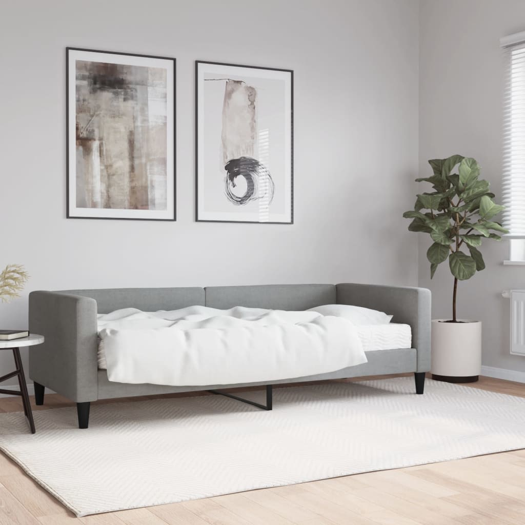 Lit de jour avec matelas gris clair 80x200 cm tissu - XIOS