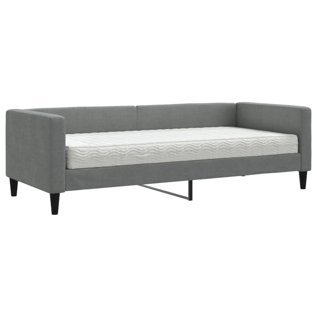 Lit de jour avec matelas gris foncé 80x200 cm tissu - XIOS