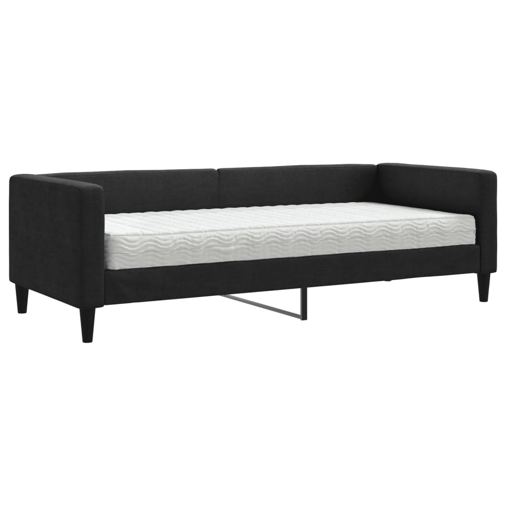 Lit de jour avec matelas noir 80x200 cm tissu - XIOS
