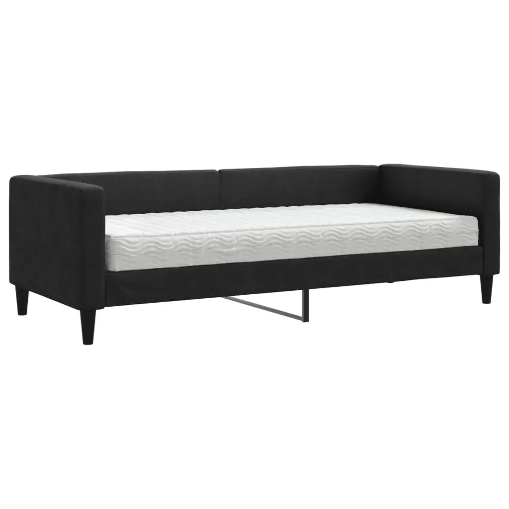 Lit de jour avec matelas noir 80x200 cm tissu - XIOS