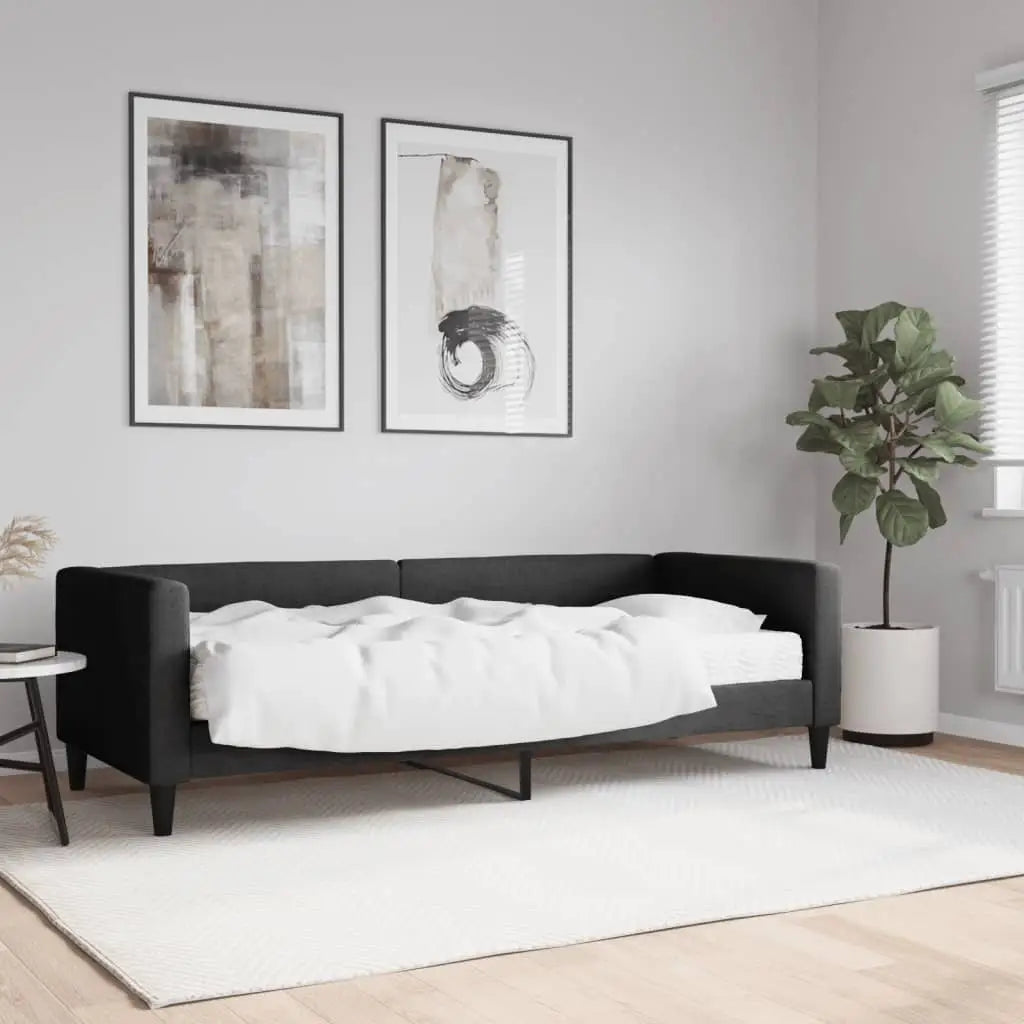 Lit de jour avec matelas noir 80x200 cm tissu - XIOS